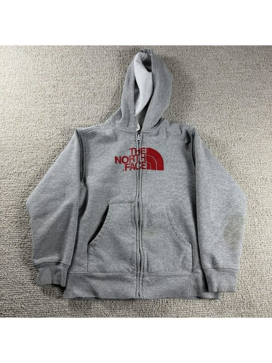 The North Face Other - The North Face Hooded Fleece Jacket Gray Red Boy’s Size Small 7/8